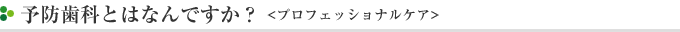 予防歯科とはなんですか？＜プロフェッショナルケア＞